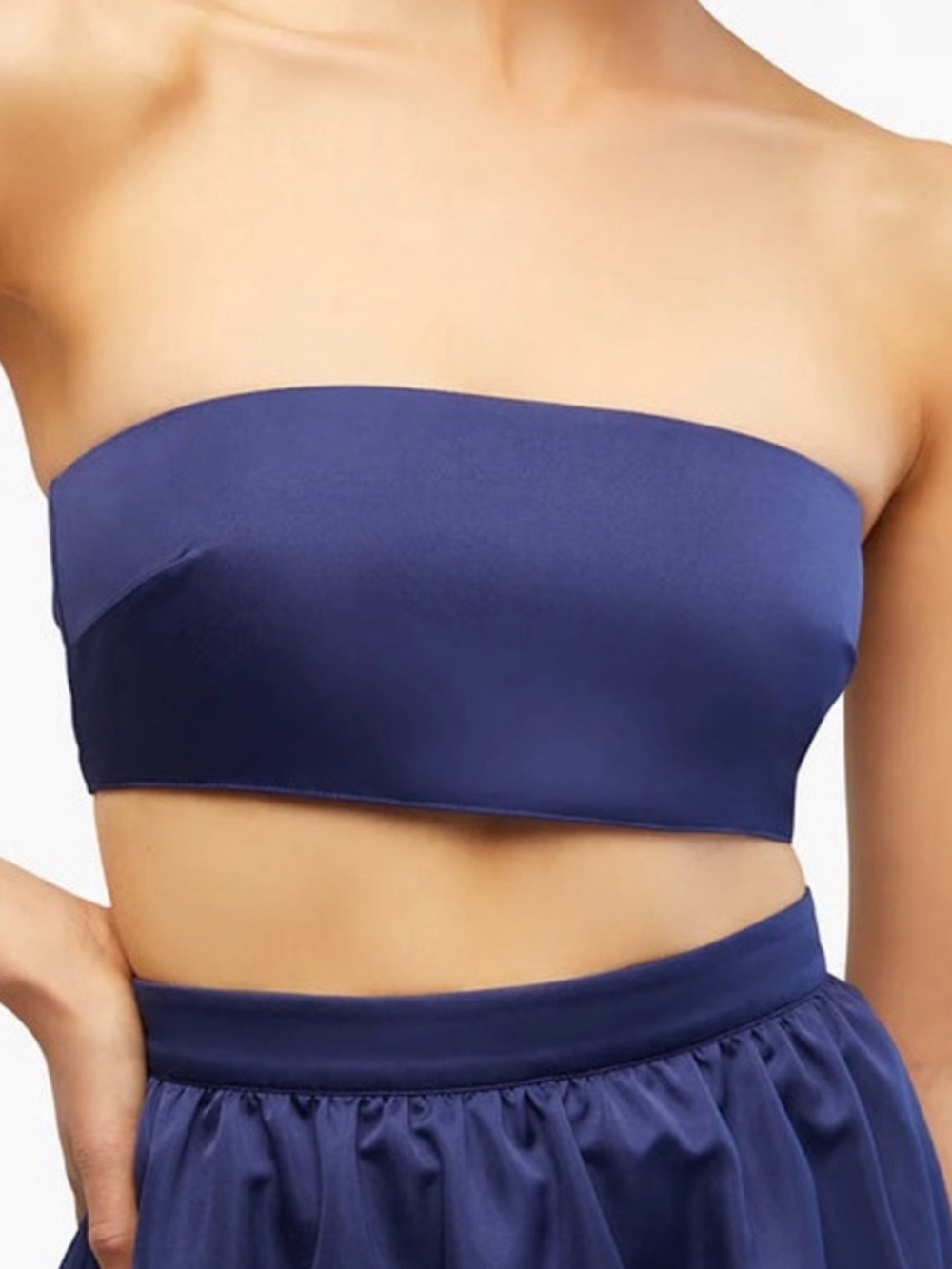 WeWoreWhat Navy Satin Bandeau Top